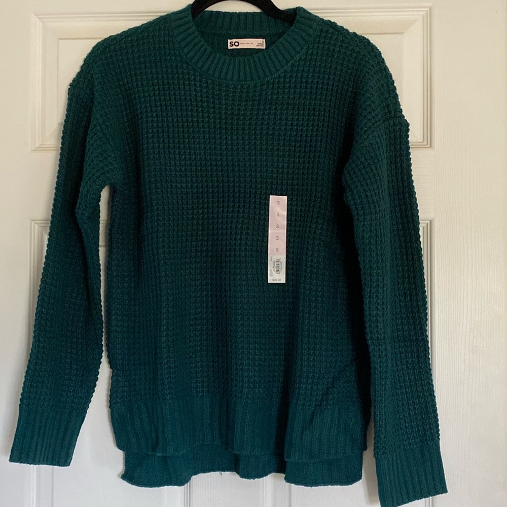 So good for life waffle crew neck sweater